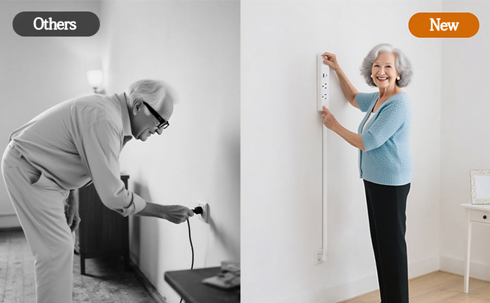 Electrical Outlet Extender Stick - Power Socket Expander,Extendable Outlet for Hard to Reach Places,Features USB-A,USB-C,2 AC Outlets,Rotates 180°,Use Behind Couches,Nightstands,Desks,More