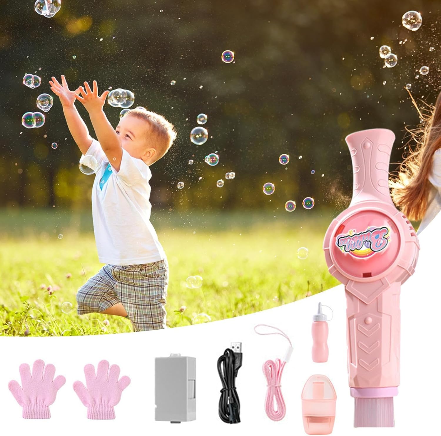 Bubble Maker, Automatic Bubble Blower Outdoor Toys, Portable Interactive Toys, Indoor Outdoor Party Supplies for Birthday Wedding Christmas