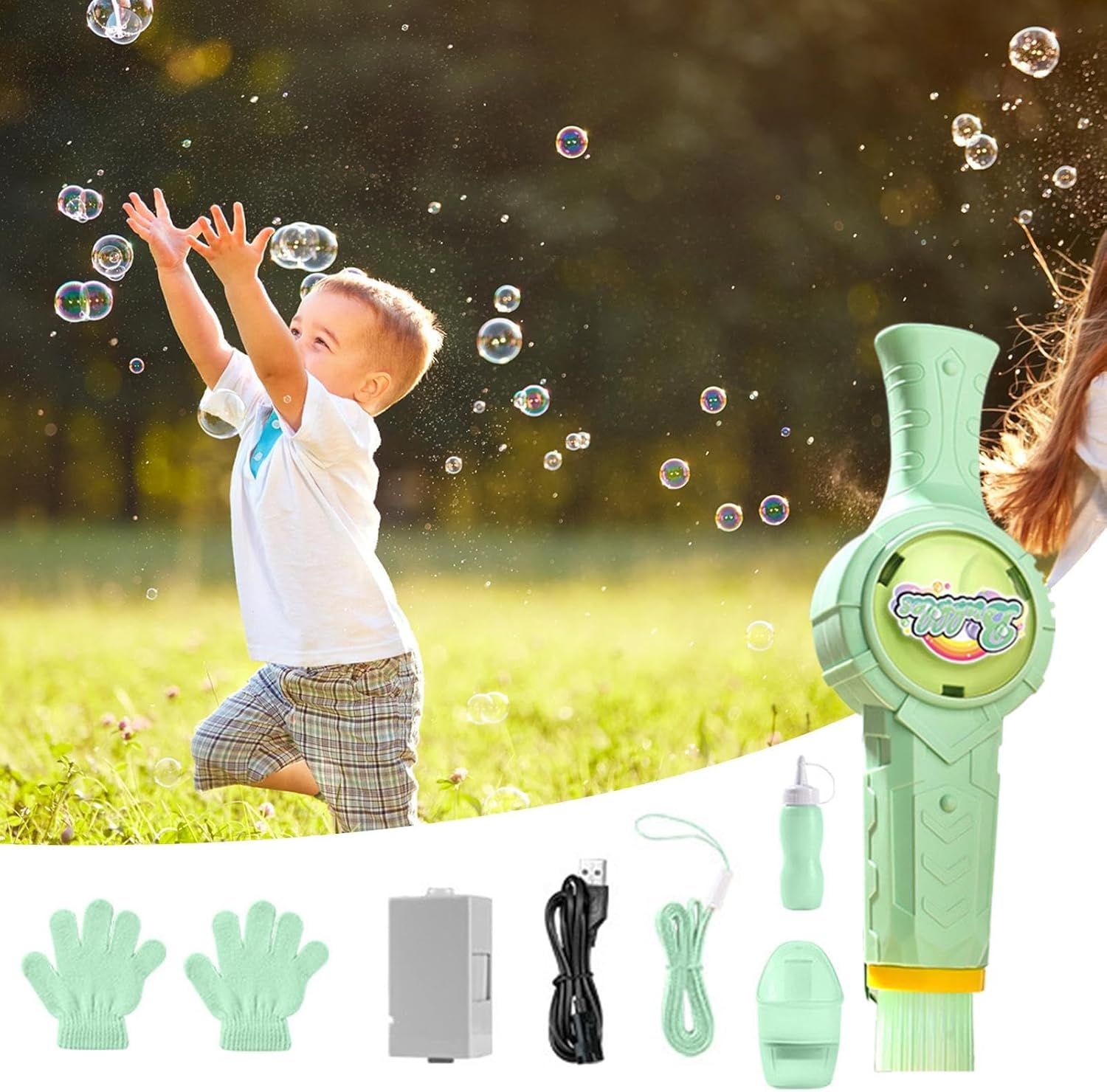 Bubble Maker, Automatic Bubble Blower Outdoor Toys, Portable Interactive Toys, Indoor Outdoor Party Supplies for Birthday Wedding Christmas