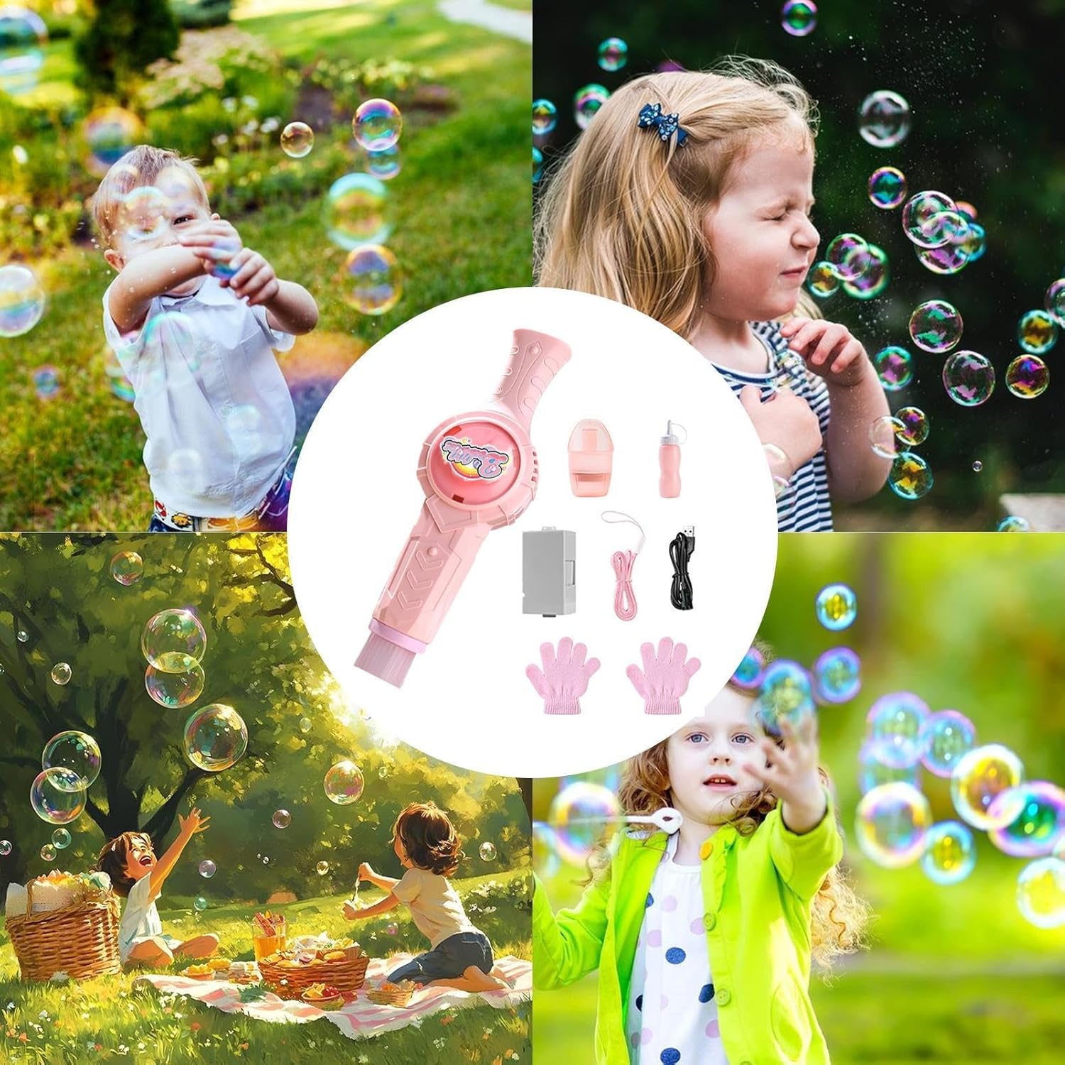 Bubble Maker, Automatic Bubble Blower Outdoor Toys, Portable Interactive Toys, Indoor Outdoor Party Supplies for Birthday Wedding Christmas