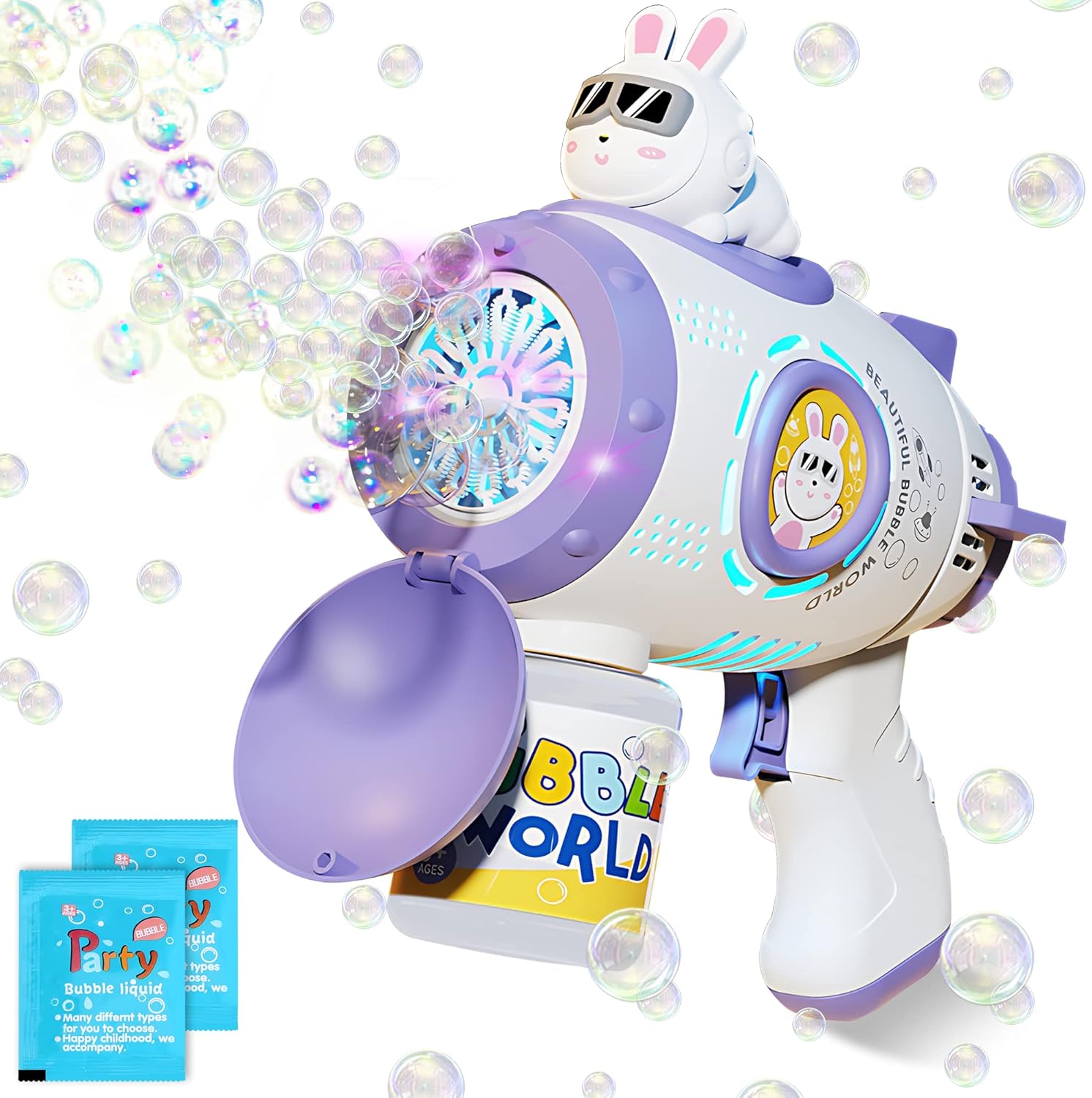 Bubble Gun, Bubble Machine Gun Bubble Toys for Kids Ages 4-8 8-12, Bubble Maker Blaster Outdoor Outside Toys for Boys Girls Adult Wedding Birthday Party, Purple