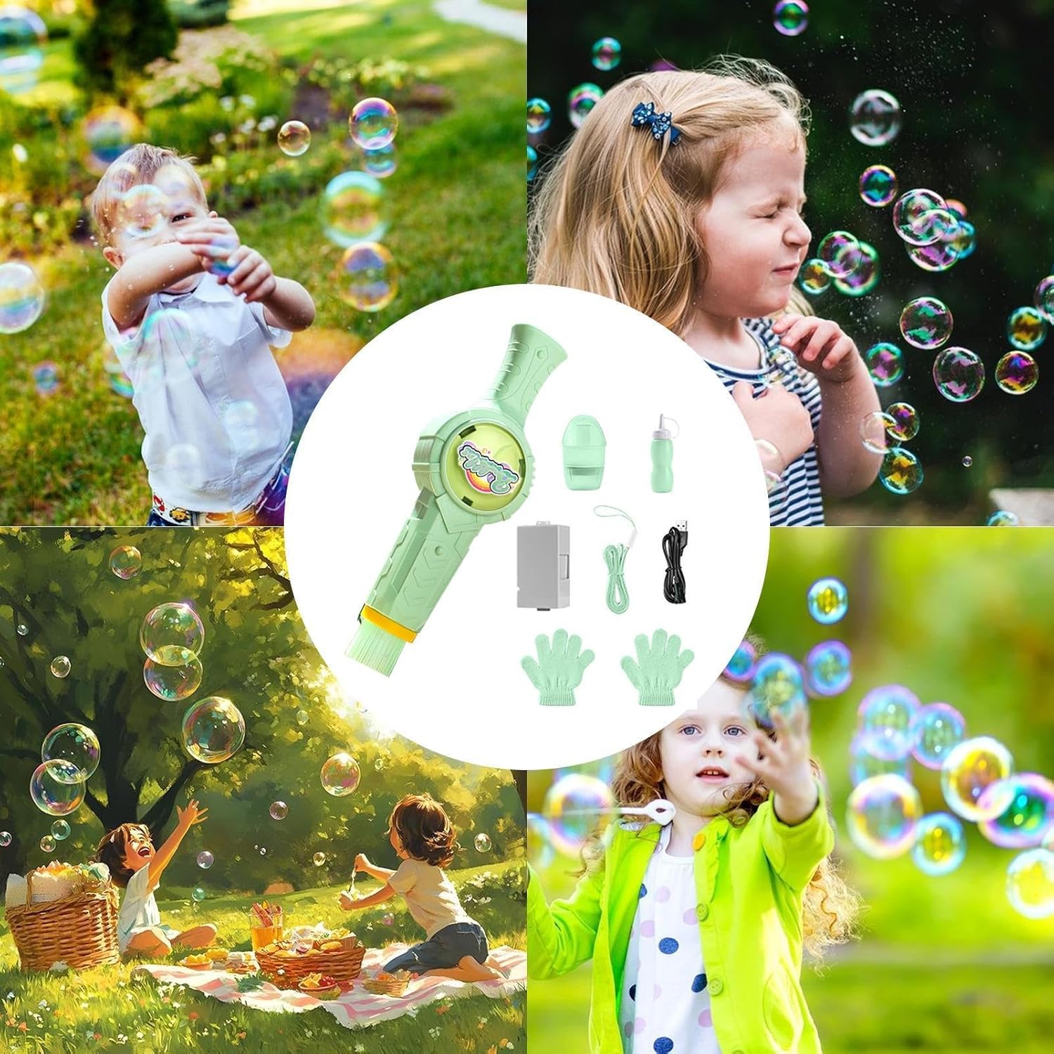Bubble Maker, Automatic Bubble Blower Outdoor Toys, Portable Interactive Toys, Indoor Outdoor Party Supplies for Birthday Wedding Christmas