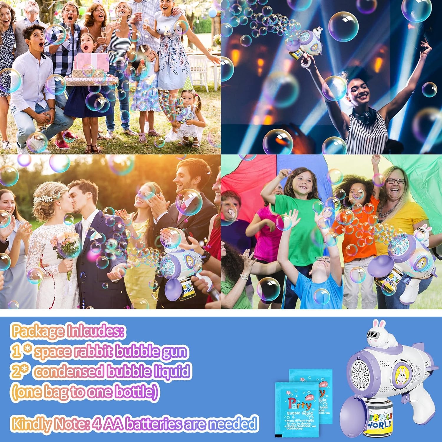 Bubble Gun, Bubble Machine Gun Bubble Toys for Kids Ages 4-8 8-12, Bubble Maker Blaster Outdoor Outside Toys for Boys Girls Adult Wedding Birthday Party, Purple