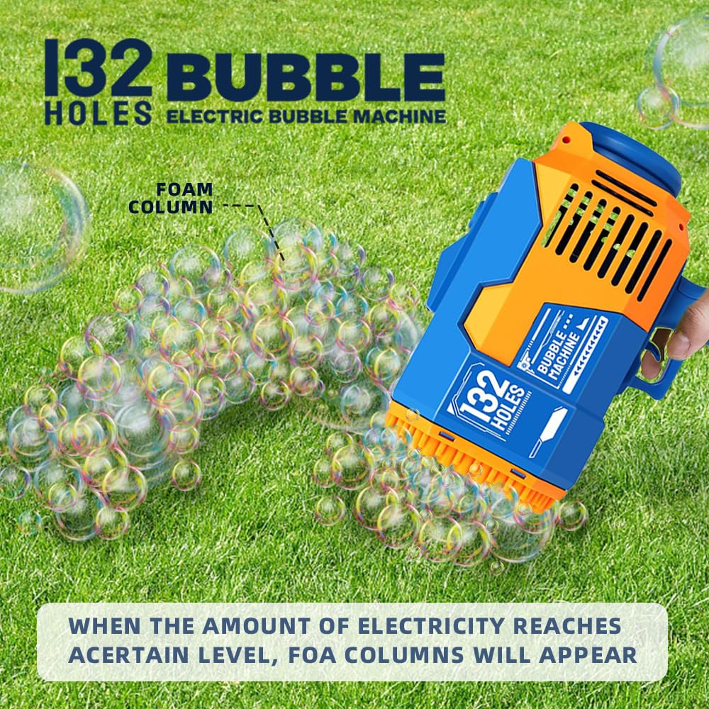 Ametralladora de burbujas mejorada de 132 agujeros, máquina de burbujas de Bazooka, pistola de burbujas de cohete, juguete de verano para niños, boda, regalo de cumpleaños (rosa)