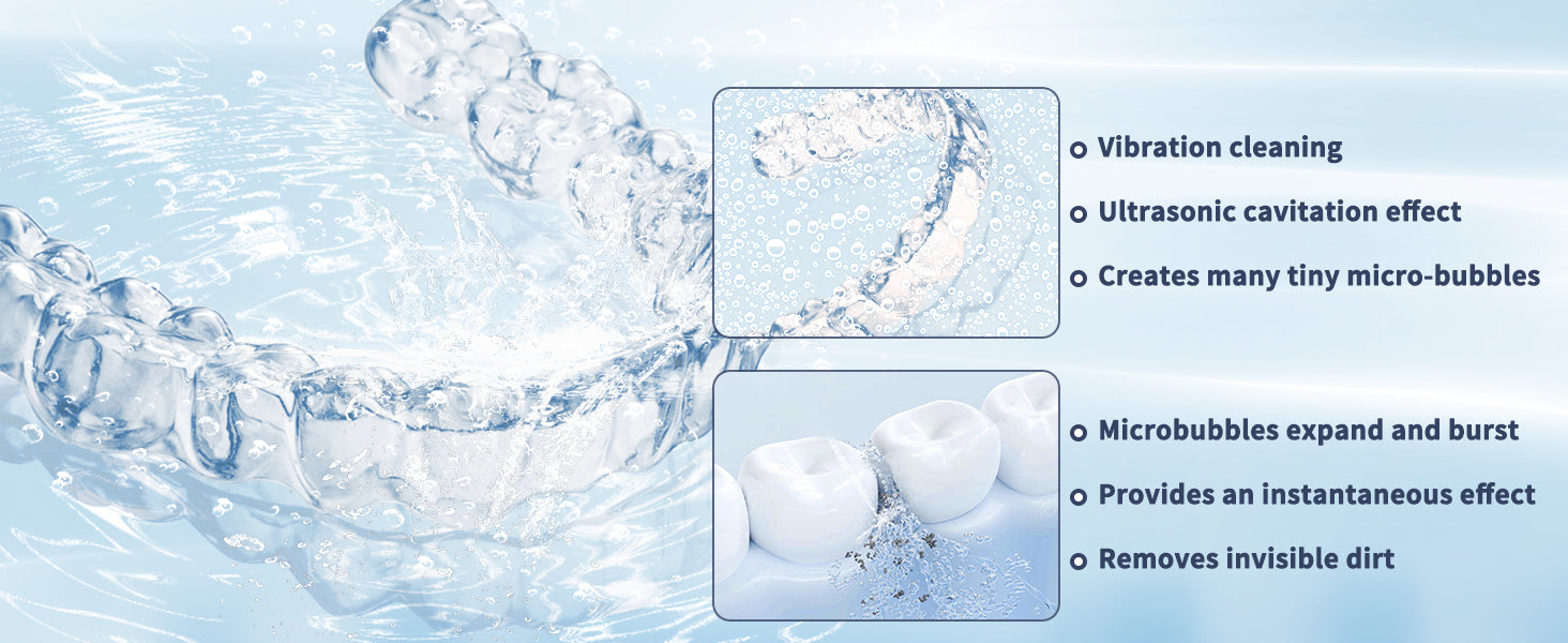 Ultrasonic Retainer Cleaner Machine, 2025 Upgrade 50kHz Portable Ultra Sonic Dental Cleaning Pod for Denture, Mouth Guard, Night Guard, Braces - 250ml Ultrasonic Cleaner Machine with 4 Digital Timer