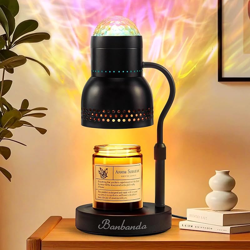 Candle Warmer Lamp with Sunset Lights: 【2025 Upgraded】 Valentines Gifts for Women, Men, Timer and Brightness Adjustment Candle lamp with 2 Bulbs - Electric Wax Melt Warmer