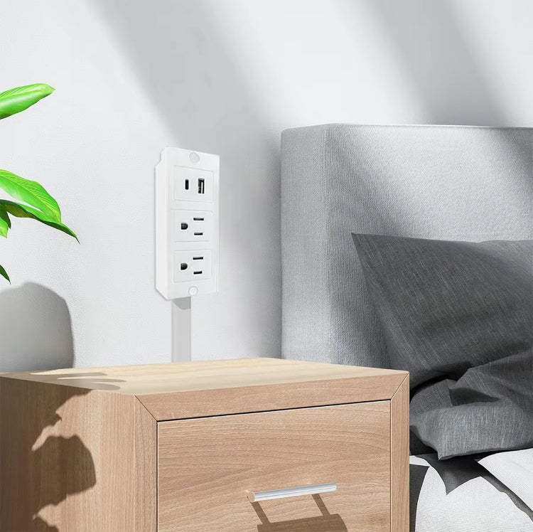 Electrical Outlet Extender Stick - Power Socket Expander,Extendable Outlet for Hard to Reach Places,Features USB-A,USB-C,2 AC Outlets,Rotates 180°,Use Behind Couches,Nightstands,Desks,More