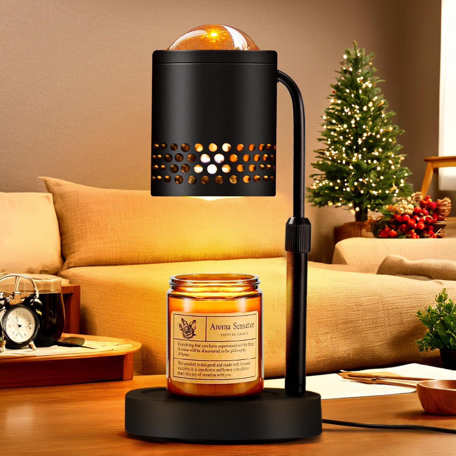 Candle Warmer Lamp with Sunset Lights: 【2025 Upgraded】 Valentines Gifts for Women, Men, Timer and Brightness Adjustment Candle lamp with 2 Bulbs - Electric Wax Melt Warmer