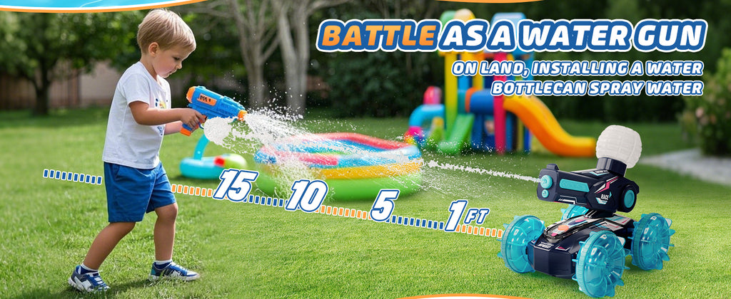 Lehoo Castle Amphibious Remote Control Car, 4WD RC Cars for Boys Age 8-12 with Water Gun, Remote Control Boat for Kids, Toys for 6 7 8 9 Year Old Boy