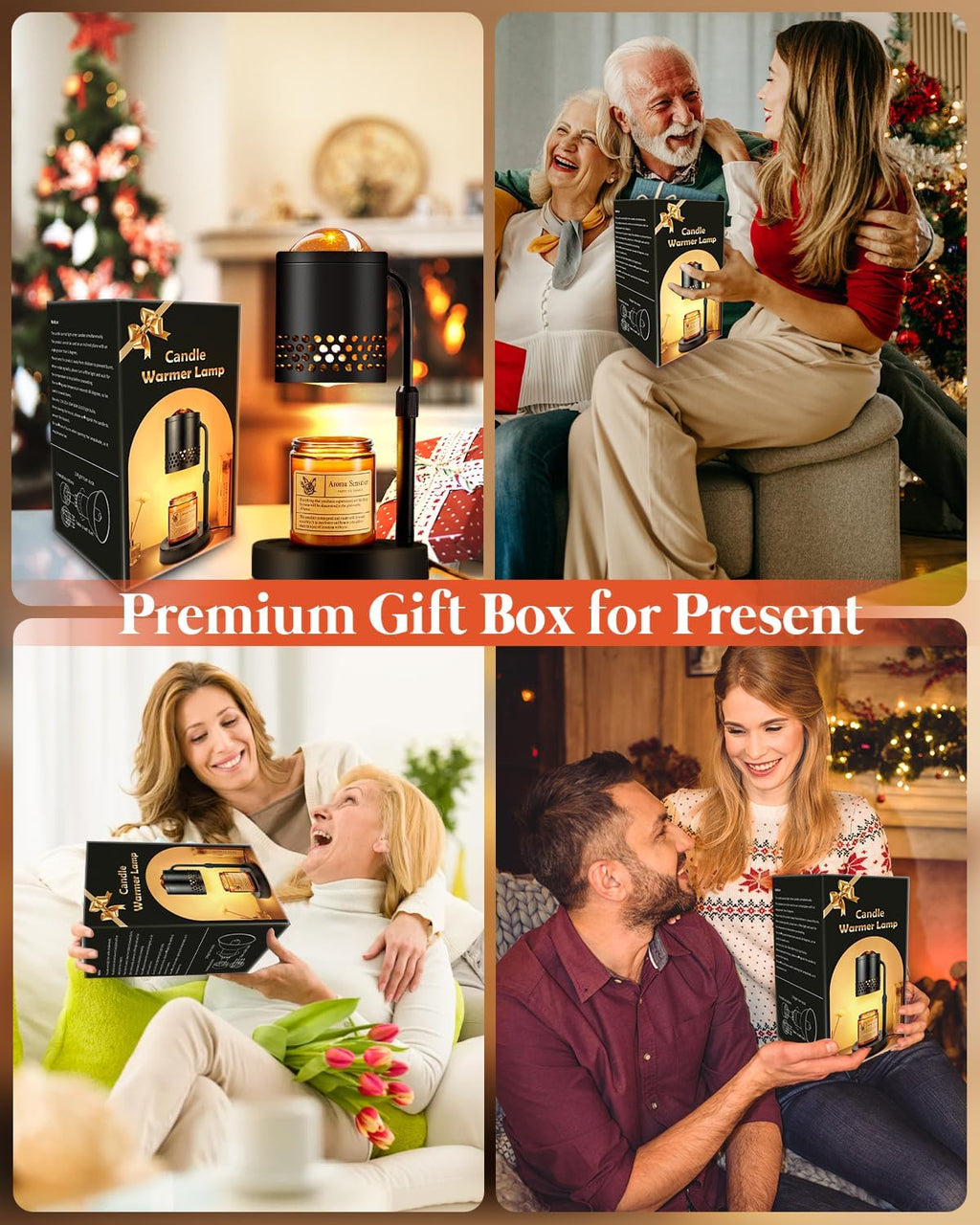 Candle Warmer Lamp with Sunset Lights: 【2025 Upgraded】 Valentines Gifts for Women, Men, Timer and Brightness Adjustment Candle lamp with 2 Bulbs - Electric Wax Melt Warmer