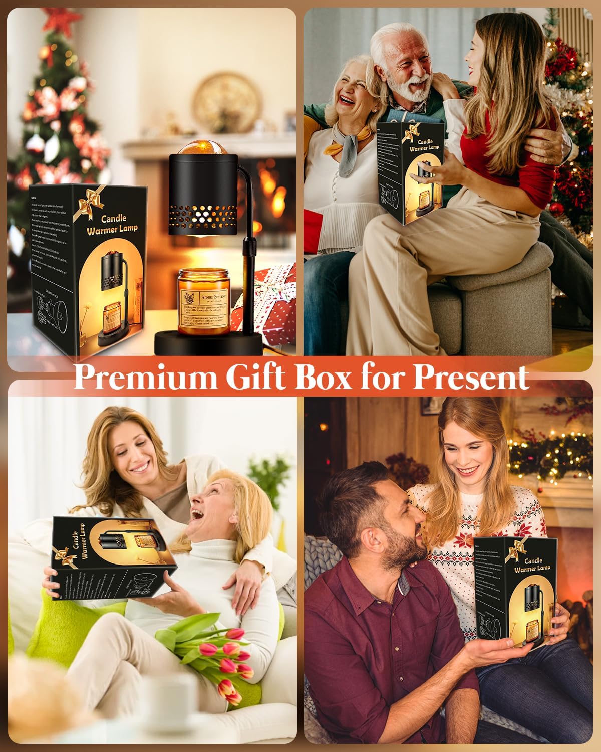 Candle Warmer Lamp with Sunset Lights: 【2025 Upgraded】 Valentines Gifts for Women, Men, Timer and Brightness Adjustment Candle lamp with 2 Bulbs - Electric Wax Melt Warmer