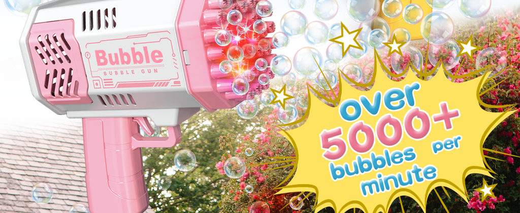 2 Bubble Gun with 2 Bottles Refill Solution for Kids, 40-Hole Light Up Bubble Machine for Toddlers 1-3, Bubble Blaster Maker, Party Favors Toys for Boys Girls 4-8 Birthday Gifts