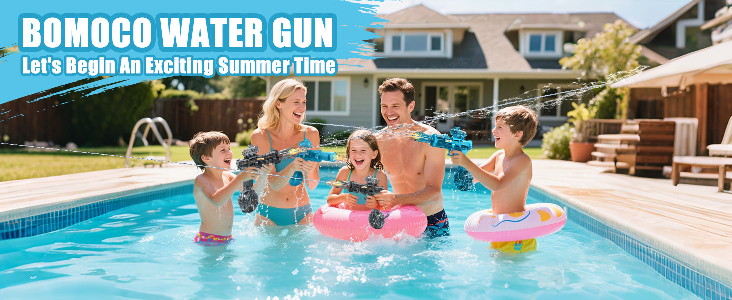 BOMOCO Electric Water Gun for Adults Kids, Automatic Squirt Guns with Cool Light Long Shooting Range,Powerful Water Guns Pistol Toys for Summer Swimming Pool Beach Outdoor Water Gun Blaster,Grey