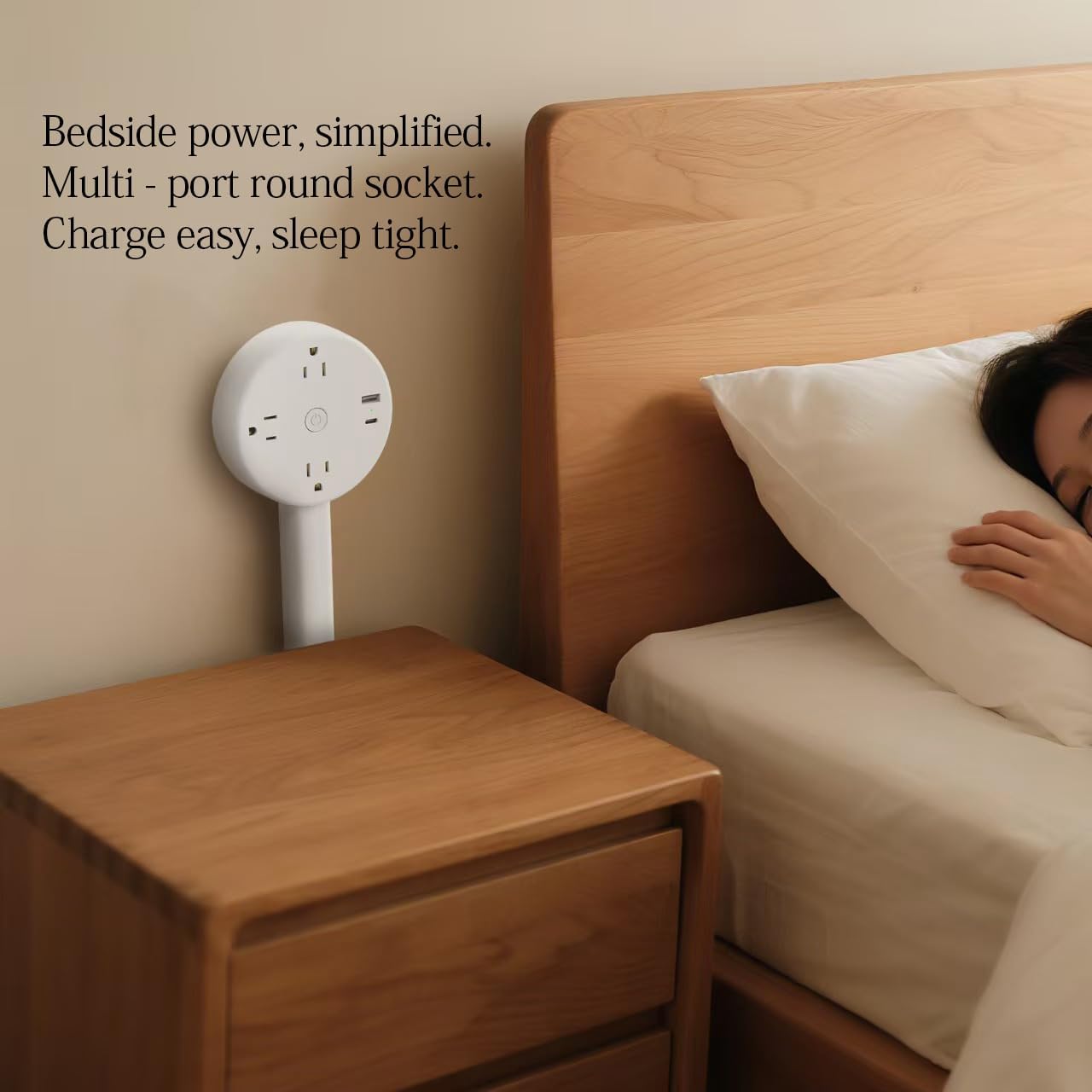 New Electrical Outlet Extender Adjustable Power Socket Expander, 1800J Surge Protection, Extends 18.5"-26.5", Rotates 180° Features USB-A, USB-C&3 AC Outlets, for Couches, Desks, Nightstands and More