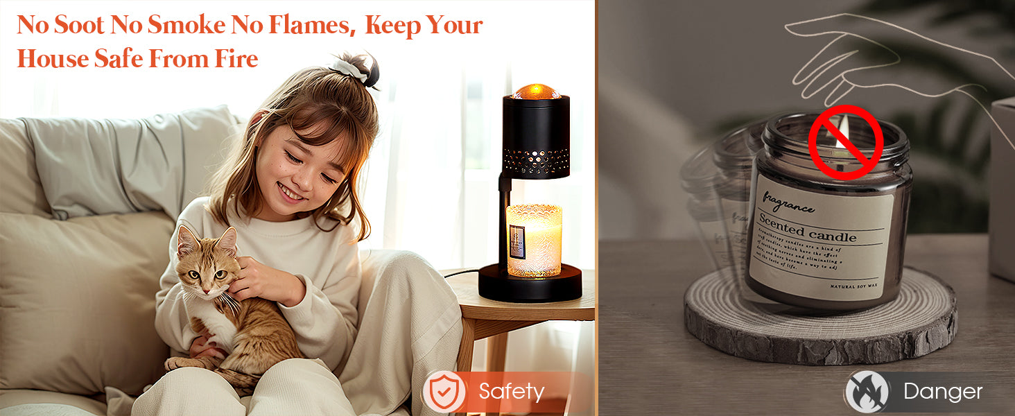 Candle Warmer Lamp with Sunset Lights: 【2025 Upgraded】 Valentines Gifts for Women, Men, Timer and Brightness Adjustment Candle lamp with 2 Bulbs - Electric Wax Melt Warmer