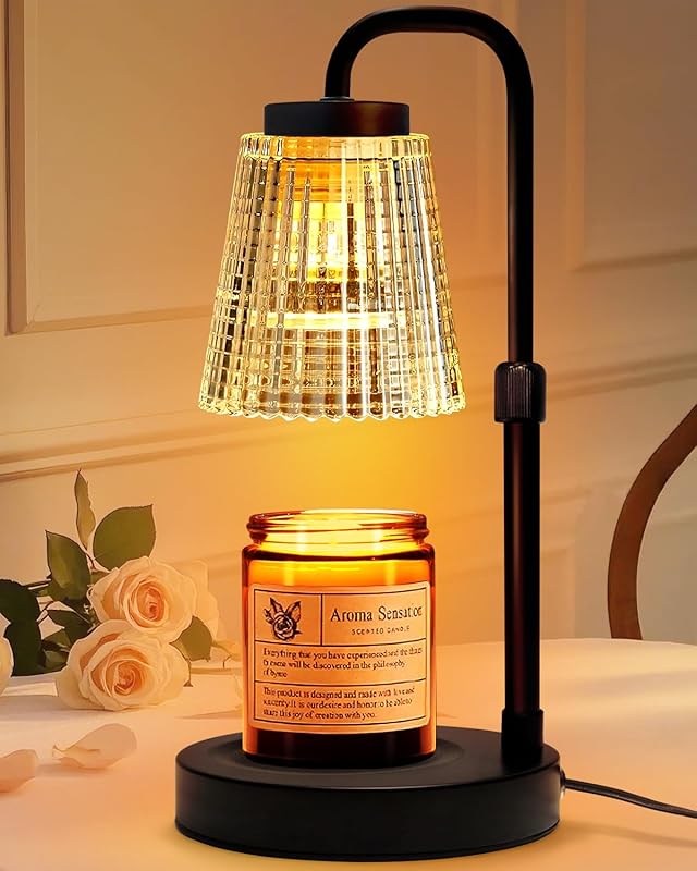 Candle Warmer Lamp with Sunset Lights: 【2025 Upgraded】 Valentines Gifts for Women, Men, Timer and Brightness Adjustment Candle lamp with 2 Bulbs - Electric Wax Melt Warmer