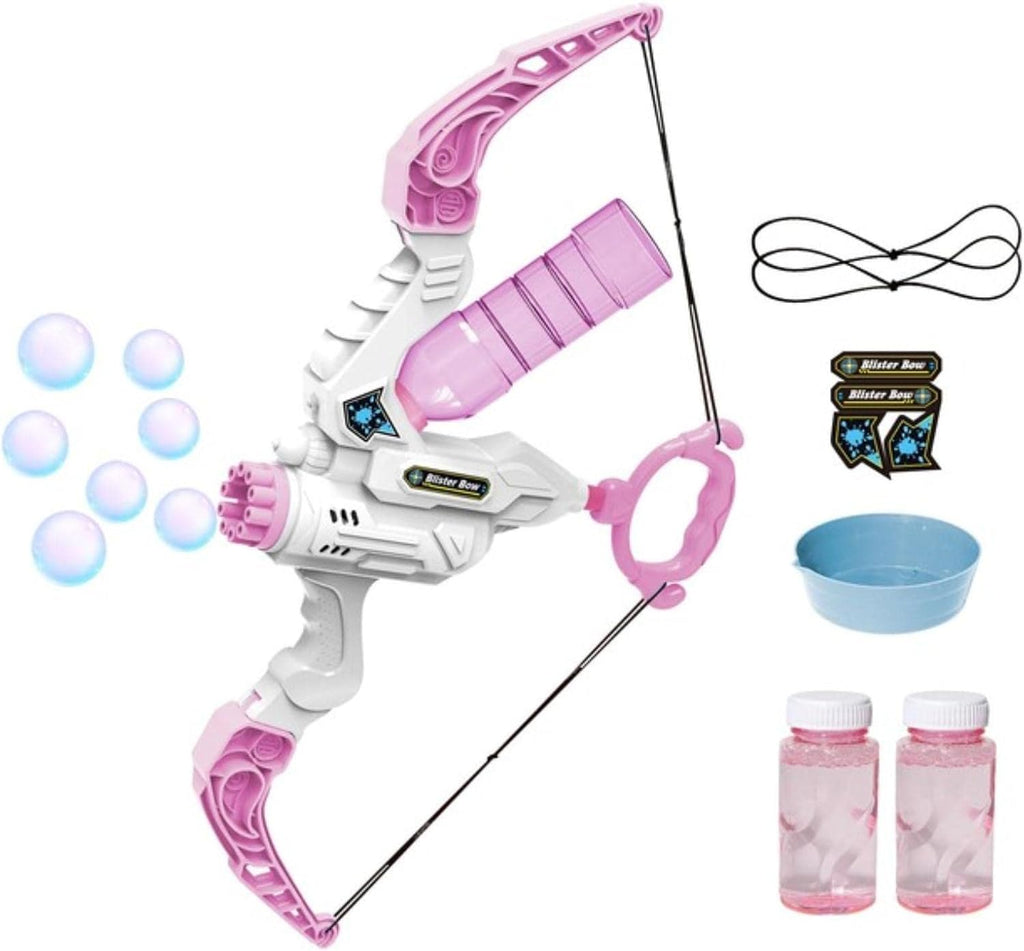 She Yu Dao Bow and Arrow Set Bubble Machine Plus Water Gun 2 in 1 Automatic Bubble Machine Water Gun Outdoor Toys-Pink