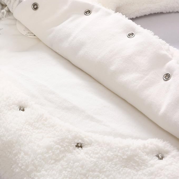Newborn Baby Winter Snowsuit Warm Romper Bear Soft Coral Fleece Romper Hooded Plush Jumpsuit