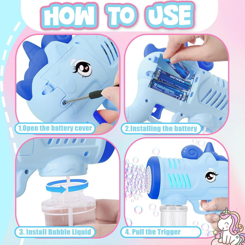 Children's Unicorn Bubble Machine, Pack of 2 Bubble Machine, Children's Gun, Unicorn Bubble Machine Gun, Bubble Gun Machine, for Children Outdoor/Party