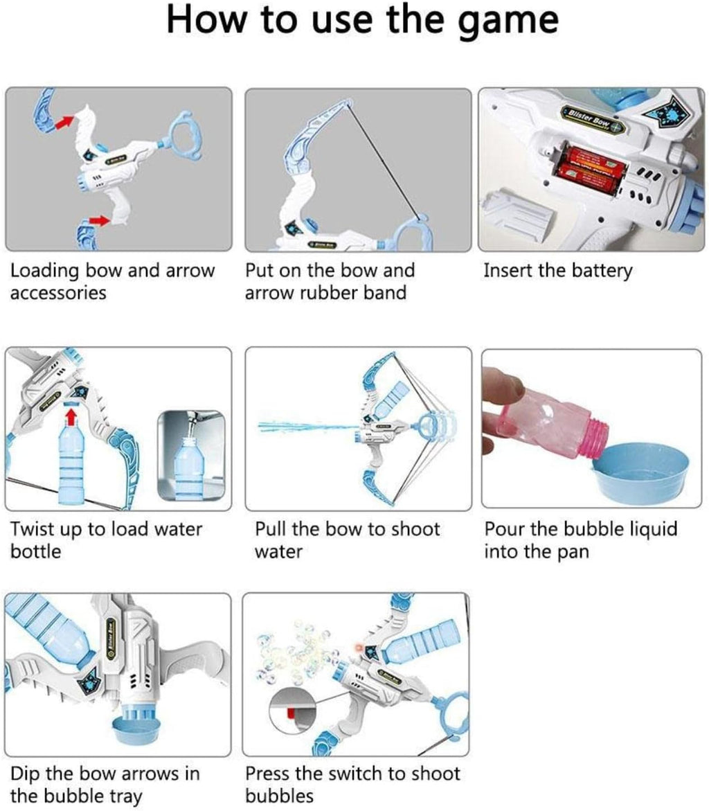 She Yu Dao Bow and Arrow Set Bubble Machine Plus Water Gun 2 in 1 Automatic Bubble Machine Water Gun Outdoor Toys-Pink