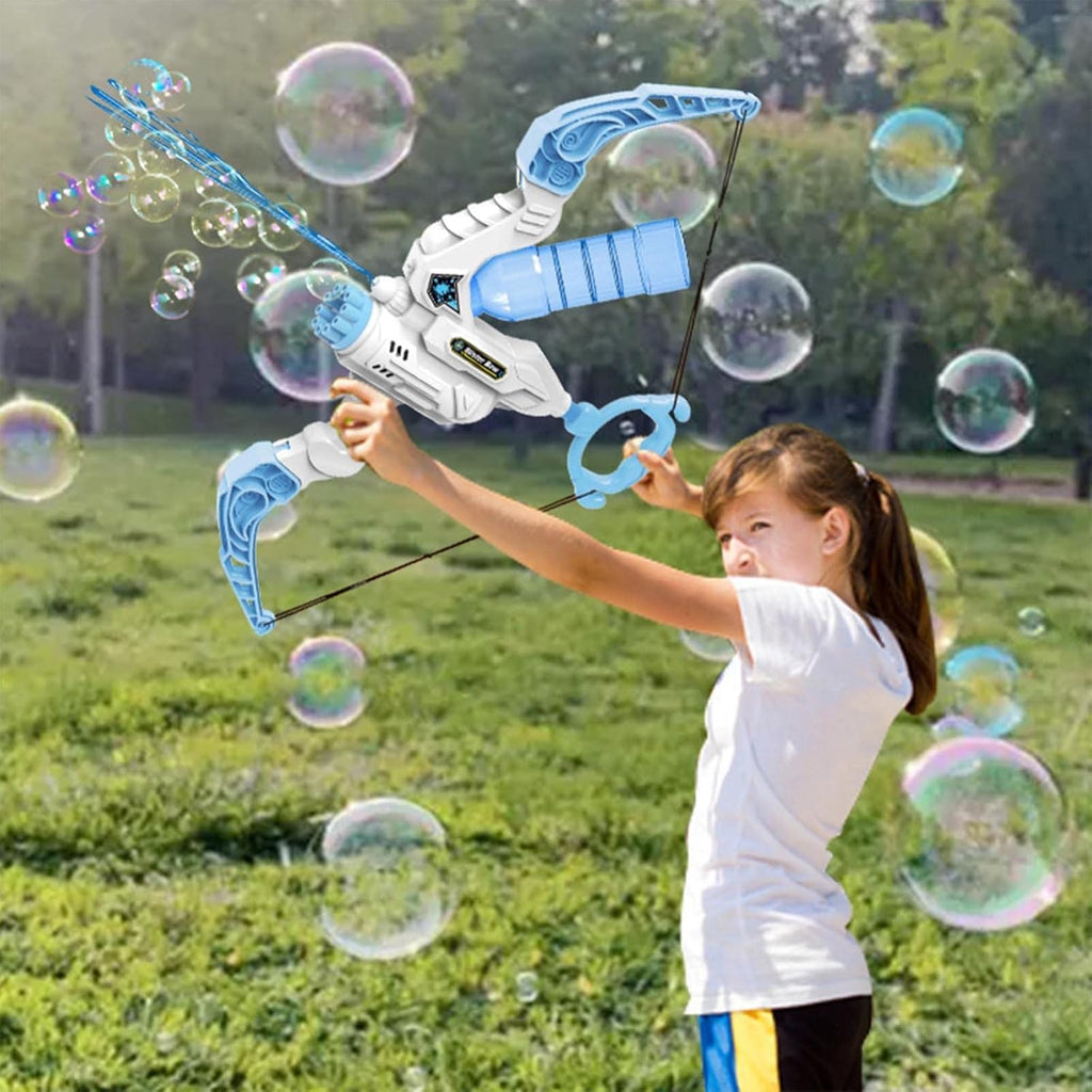 She Yu Dao Bow and Arrow Set Bubble Machine Plus Water Gun 2 in 1 Automatic Bubble Machine Water Gun Outdoor Toys-Pink