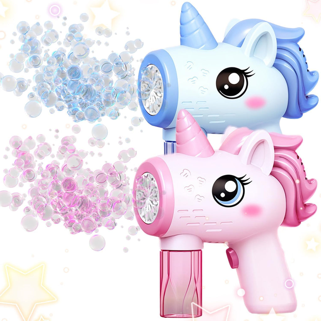 Children's Unicorn Bubble Machine, Pack of 2 Bubble Machine, Children's Gun, Unicorn Bubble Machine Gun, Bubble Gun Machine, for Children Outdoor/Party