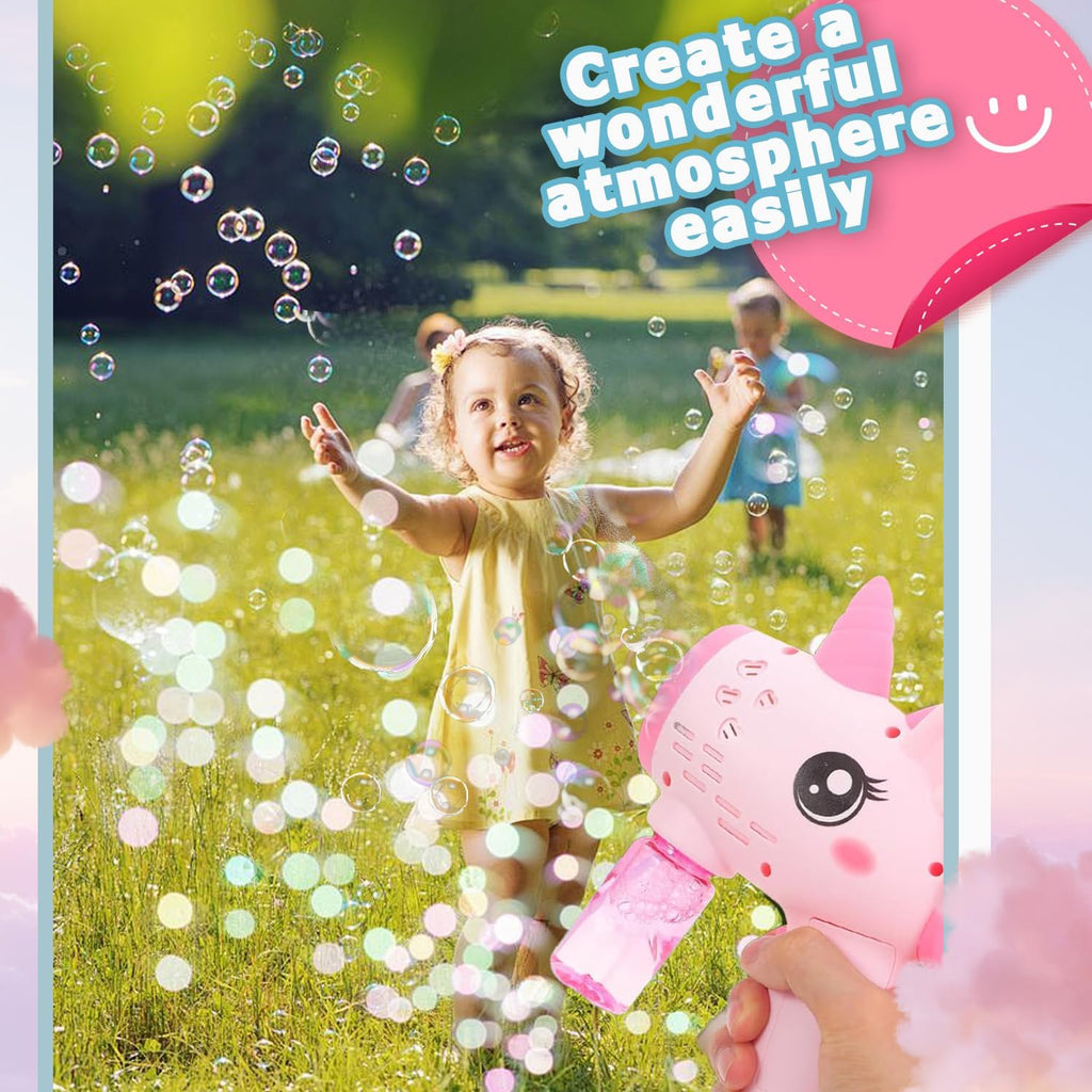Children's Unicorn Bubble Machine, Pack of 2 Bubble Machine, Children's Gun, Unicorn Bubble Machine Gun, Bubble Gun Machine, for Children Outdoor/Party