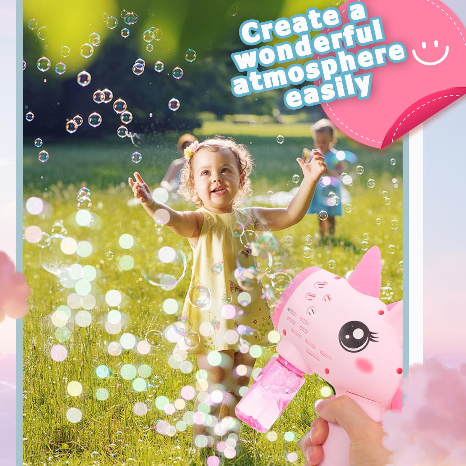 Children's Unicorn Bubble Machine, Pack of 2 Bubble Machine, Children's Gun, Unicorn Bubble Machine Gun, Bubble Gun Machine, for Children Outdoor/Party