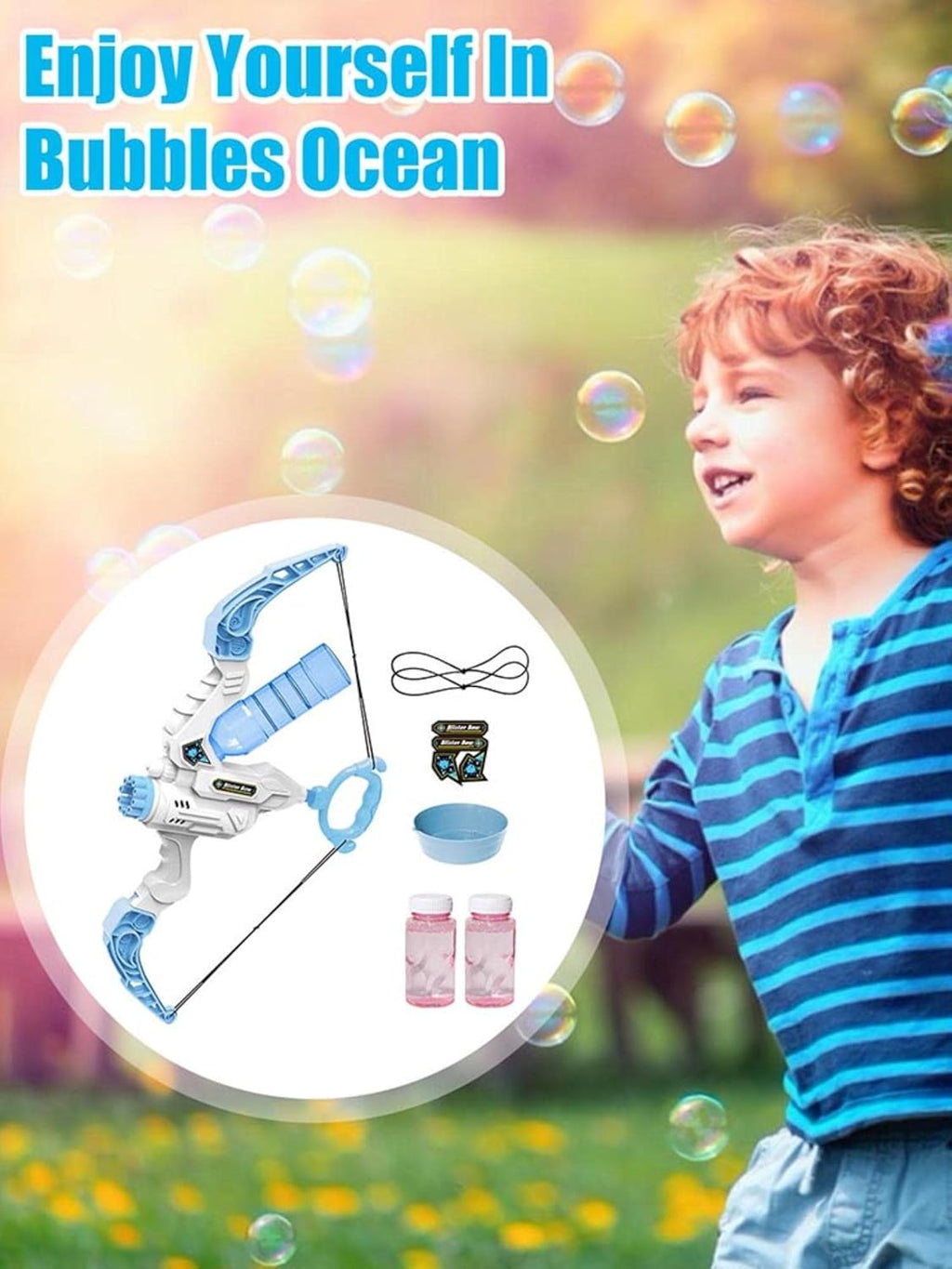 She Yu Dao Bow and Arrow Set Bubble Machine Plus Water Gun 2 in 1 Automatic Bubble Machine Water Gun Outdoor Toys-Pink
