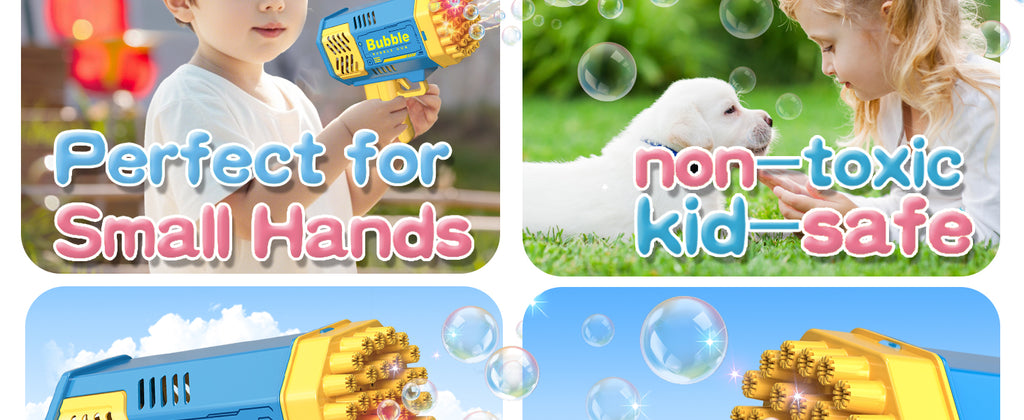 2 Bubble Gun with 2 Bottles Refill Solution for Kids, 40-Hole Light Up Bubble Machine for Toddlers 1-3, Bubble Blaster Maker, Party Favors Toys for Boys Girls 4-8 Birthday Gifts