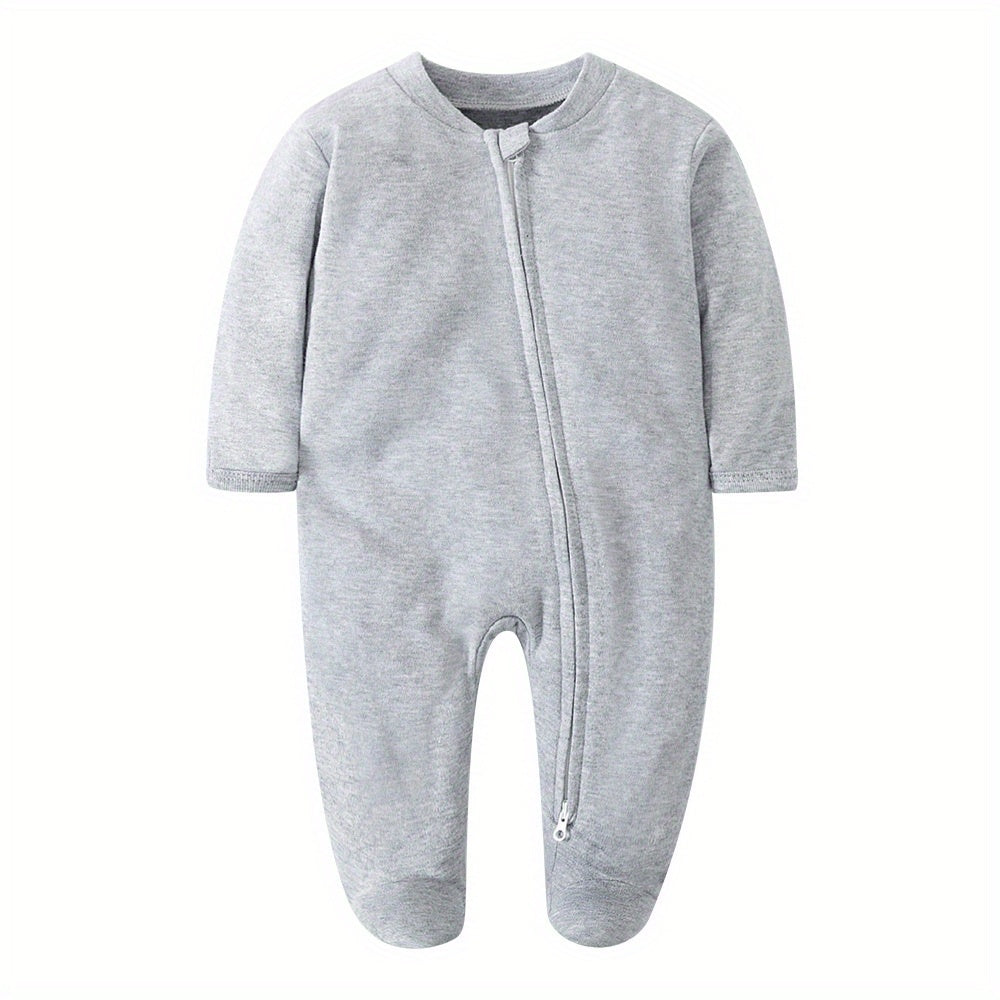 3pcs Unisex Baby Clothes Newborn Long Sleeve Footed Onesie Set Baby Jumpsuit Baby Clothes 2-Way Zipper