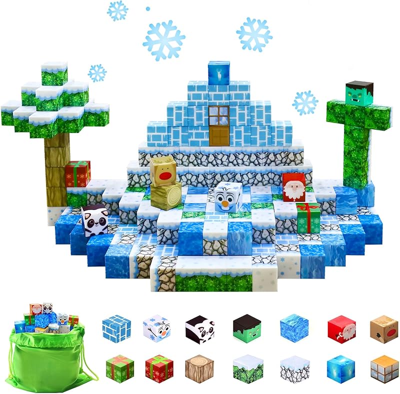 Magnetic Blocks Building Toys for Kids: 100PCS Magnet Cubes Trains Set - Kids Toys for Christmas Birthday Gifts - Magnetic World for Boys & Girls 3+