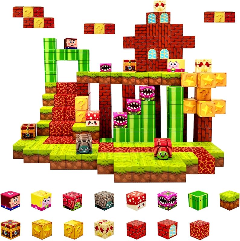 Magnetic Blocks Building Toys for Kids: 100PCS Magnet Cubes Trains Set - Kids Toys for Christmas Birthday Gifts - Magnetic World for Boys & Girls 3+