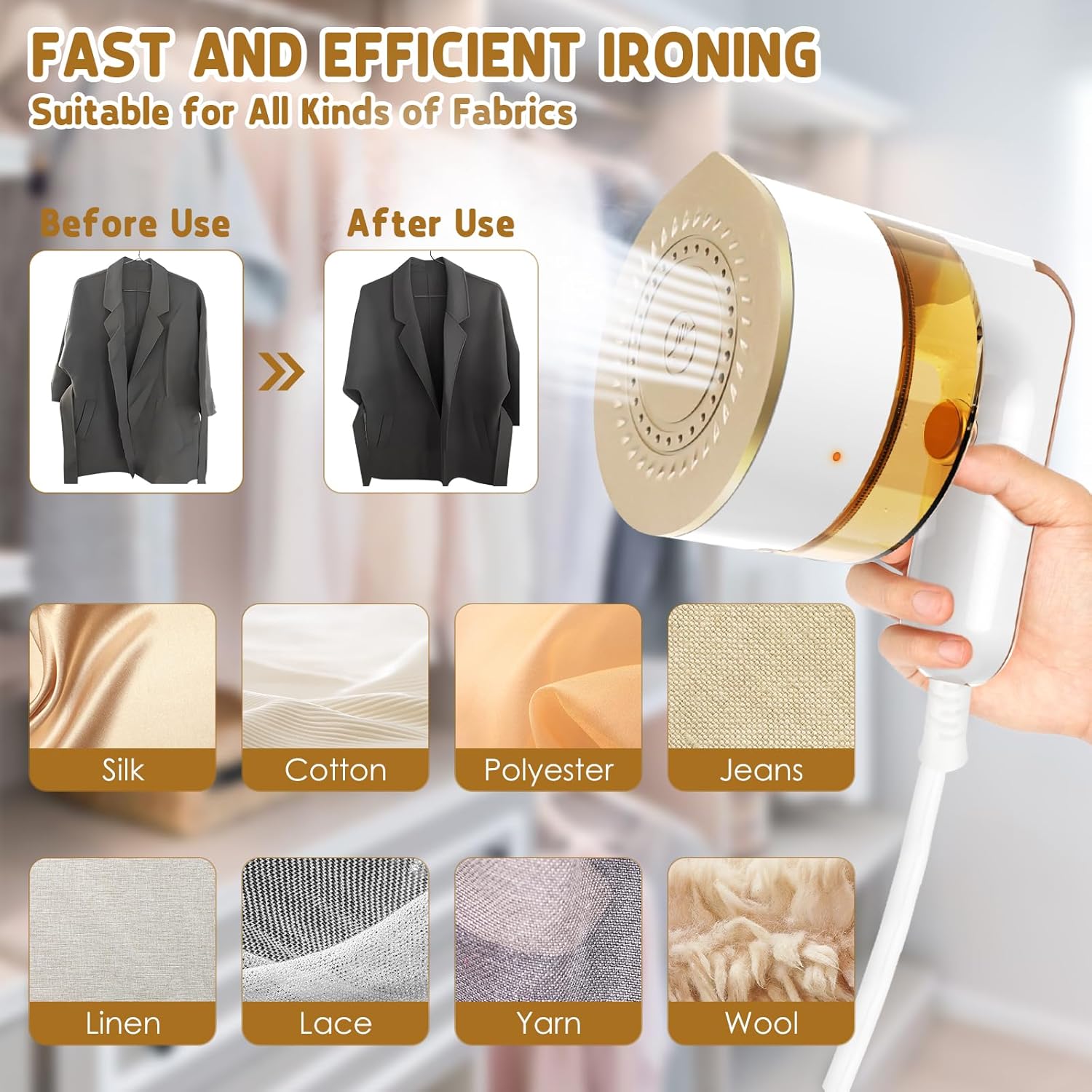 Travel Steamer Iron for Clothes Portable: Mini Ironing Machine for Clothing - Portable Steamers for Clothes - Handheld Steam Iron with Dry and Wet