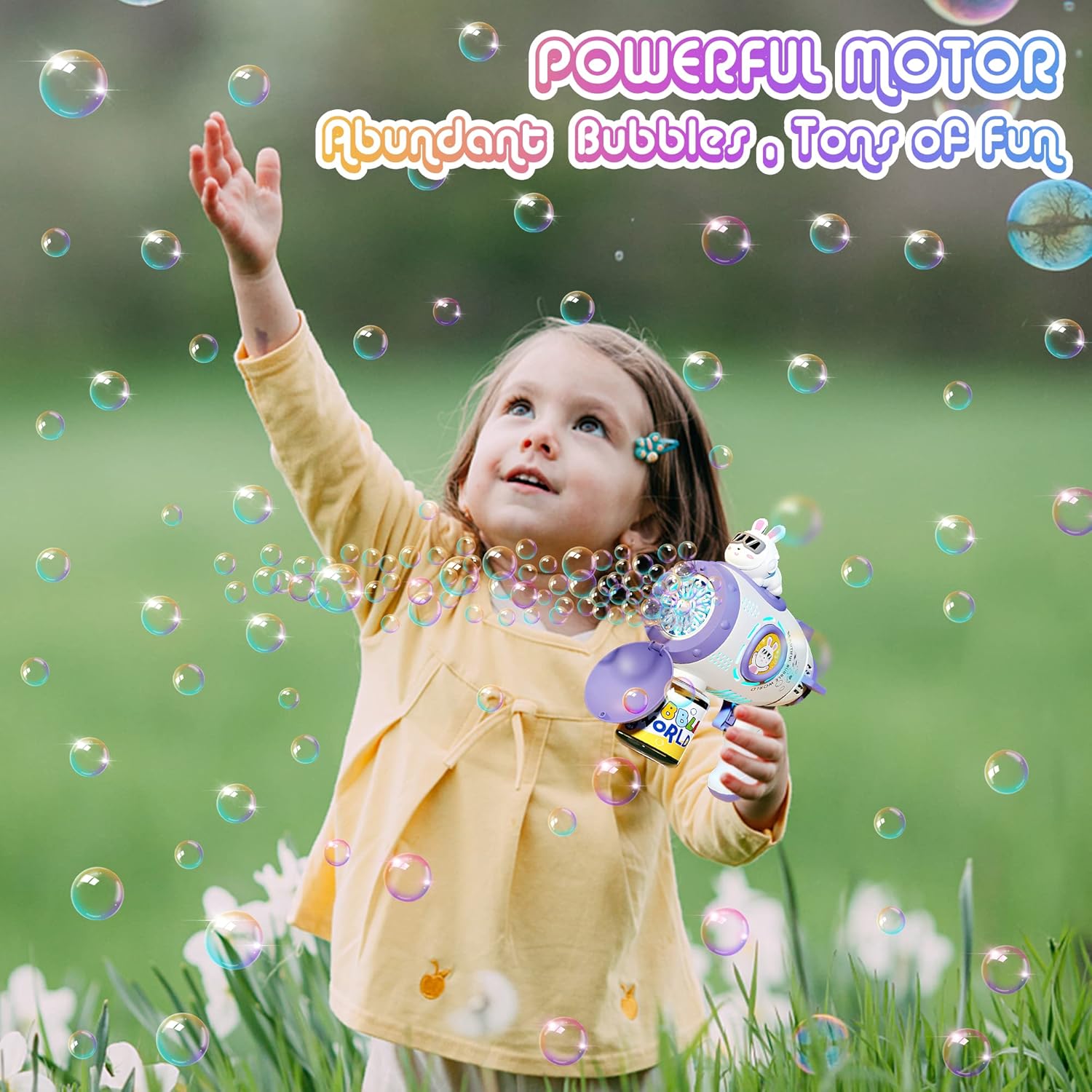 Bubble Gun, Bubble Machine Gun Bubble Toys for Kids Ages 4-8 8-12, Bubble Maker Blaster Outdoor Outside Toys for Boys Girls Adult Wedding Birthday Party, Purple