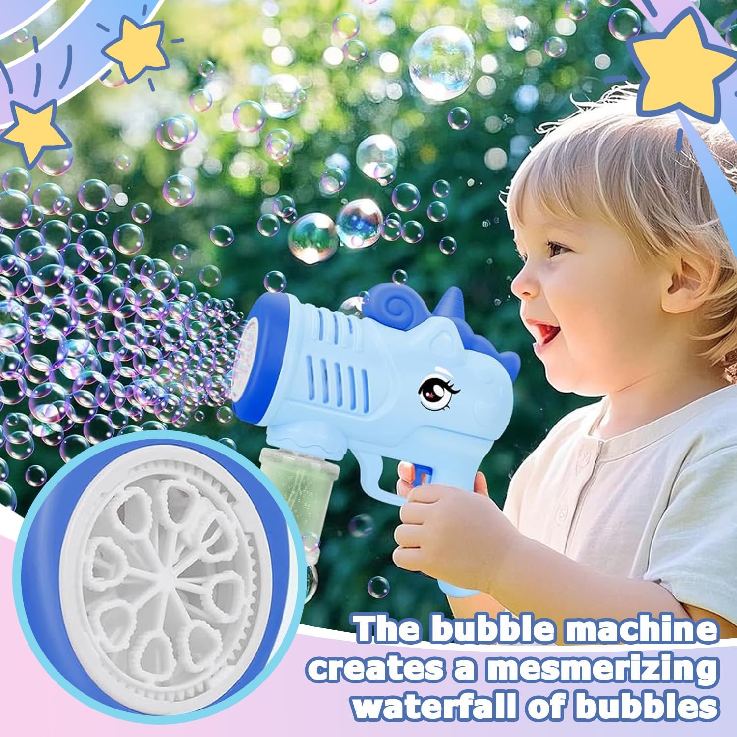 Children's Unicorn Bubble Machine, Pack of 2 Bubble Machine, Children's Gun, Unicorn Bubble Machine Gun, Bubble Gun Machine, for Children Outdoor/Party