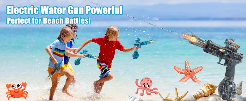BOMOCO Electric Water Gun for Adults Kids, Automatic Squirt Guns with Cool Light Long Shooting Range,Powerful Water Guns Pistol Toys for Summer Swimming Pool Beach Outdoor Water Gun Blaster,Grey
