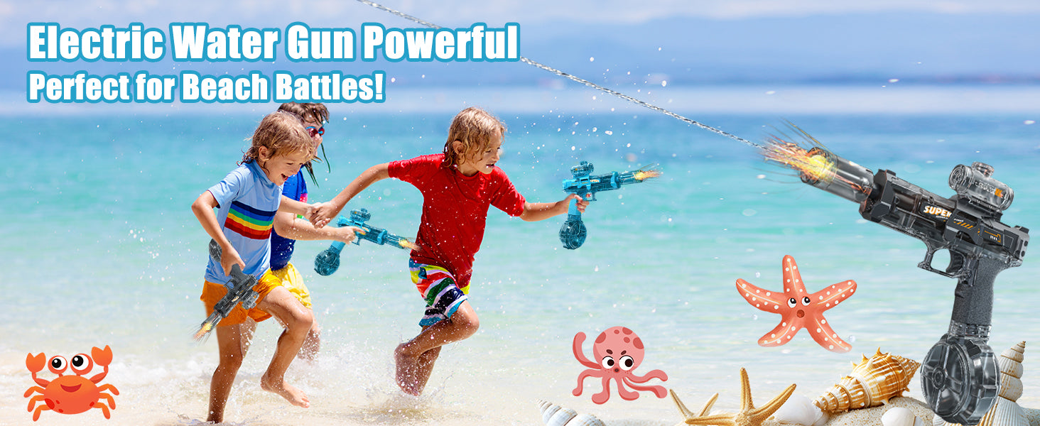 BOMOCO Electric Water Gun for Adults Kids, Automatic Squirt Guns with Cool Light Long Shooting Range,Powerful Water Guns Pistol Toys for Summer Swimming Pool Beach Outdoor Water Gun Blaster,Grey