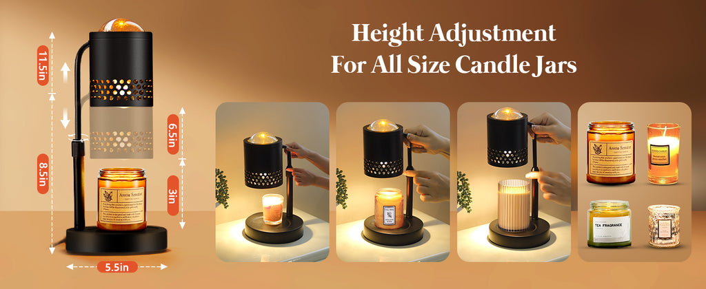 Candle Warmer Lamp with Sunset Lights: 【2025 Upgraded】 Valentines Gifts for Women, Men, Timer and Brightness Adjustment Candle lamp with 2 Bulbs - Electric Wax Melt Warmer