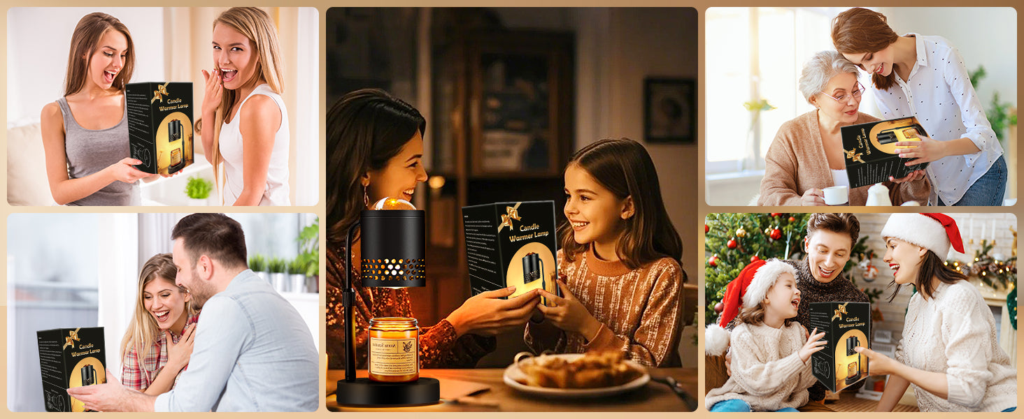 Candle Warmer Lamp with Sunset Lights: 【2025 Upgraded】 Valentines Gifts for Women, Men, Timer and Brightness Adjustment Candle lamp with 2 Bulbs - Electric Wax Melt Warmer