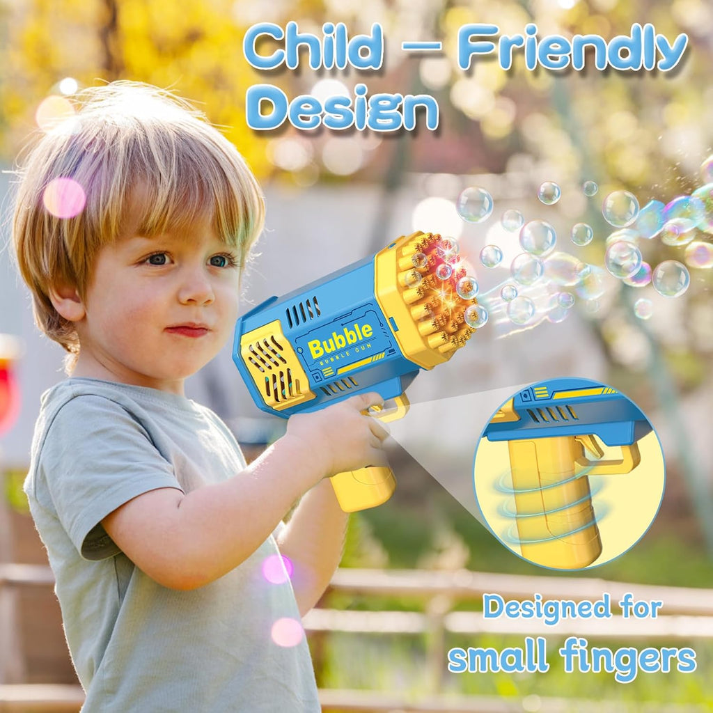 2 Bubble Gun with 2 Bottles Refill Solution for Kids, 40-Hole Light Up Bubble Machine for Toddlers 1-3, Bubble Blaster Maker, Party Favors Toys for Boys Girls 4-8 Birthday Gifts