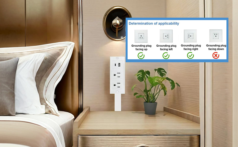 Electrical Outlet Extender Stick - Power Socket Expander,Extendable Outlet for Hard to Reach Places,Features USB-A,USB-C,2 AC Outlets,Rotates 180°,Use Behind Couches,Nightstands,Desks,More