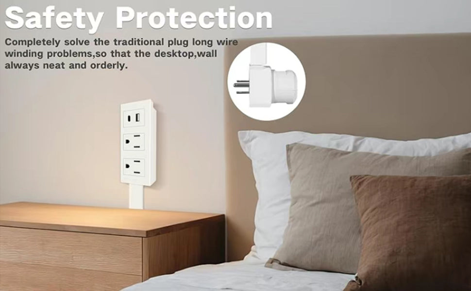 Electrical Outlet Extender Stick - Power Socket Expander,Extendable Outlet for Hard to Reach Places,Features USB-A,USB-C,2 AC Outlets,Rotates 180°,Use Behind Couches,Nightstands,Desks,More
