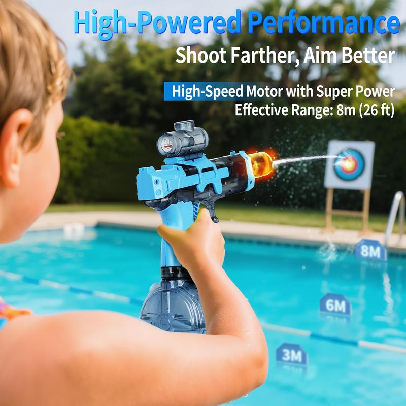 Electric Water Blaster with LED Lights, Water Shooter Powerful, Suitable for Children/Adults Long Range Shoot Reach 8M, Outdoor,Party, Swimming Pools