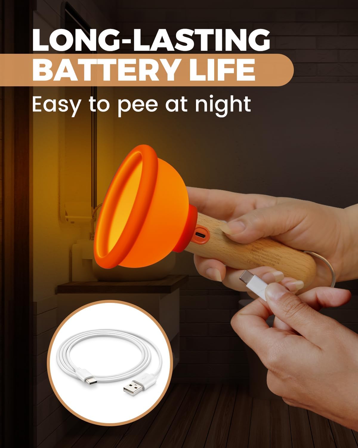 Amaredom Plunger Night Light,Cute Plunger Lamp,Wooden Silicone Fun Night Light,Rechargeable LED Fun Flashlight,Belt 30 Minute timer and one-button control,Bedroom,Washroom,Living Room