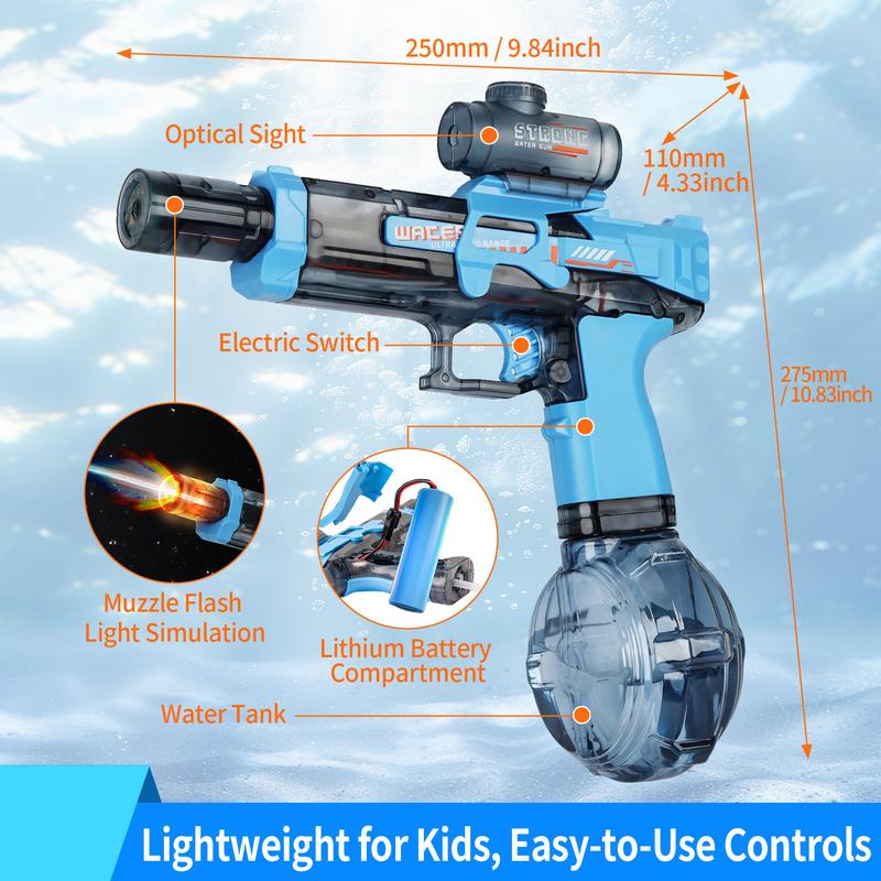 Electric Water Blaster with LED Lights, Water Shooter Powerful, Suitable for Children/Adults Long Range Shoot Reach 8M, Outdoor,Party, Swimming Pools