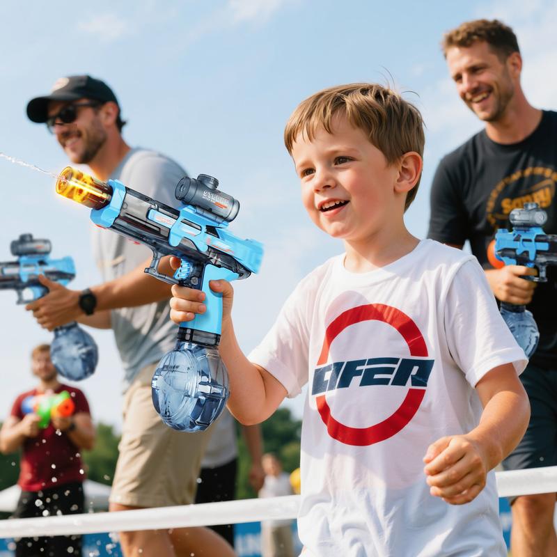 Electric Water Blaster with LED Lights, Water Shooter Powerful, Suitable for Children/Adults Long Range Shoot Reach 8M, Outdoor,Party, Swimming Pools