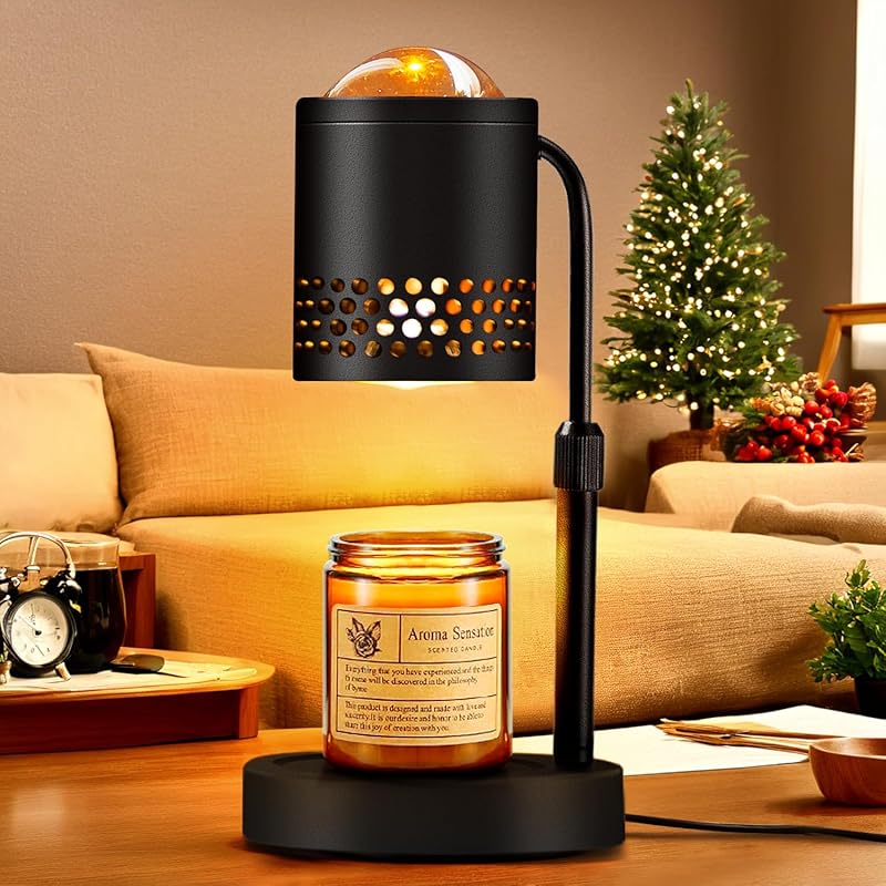 Candle Warmer Lamp with Sunset Lights: 【2025 Upgraded】 Valentines Gifts for Women, Men, Timer and Brightness Adjustment Candle lamp with 2 Bulbs - Electric Wax Melt Warmer