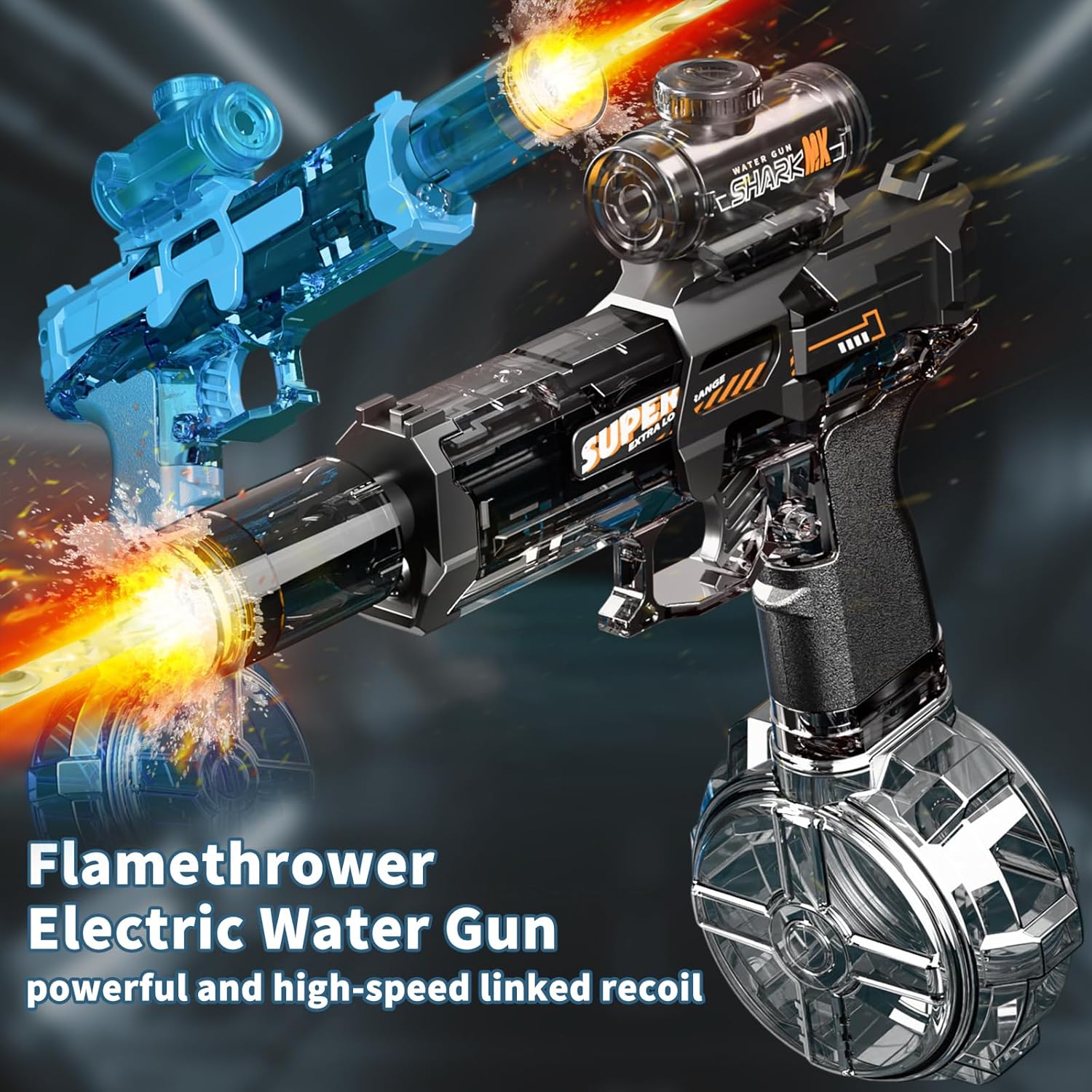 BOMOCO Electric Water Gun for Adults Kids, Automatic Squirt Guns with Cool Light Long Shooting Range,Powerful Water Guns Pistol Toys for Summer Swimming Pool Beach Outdoor Water Gun Blaster,Grey