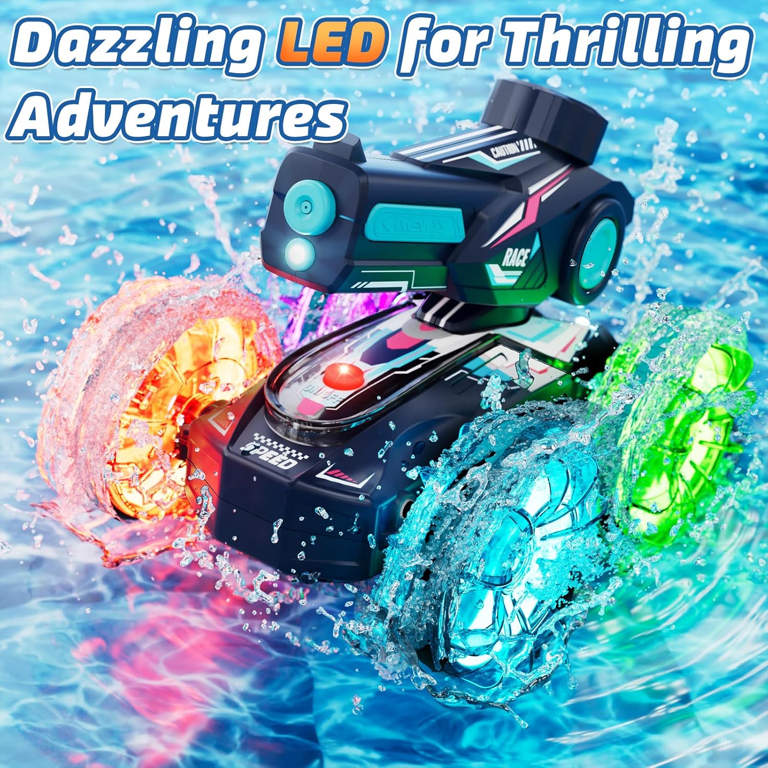Lehoo Castle Amphibious Remote Control Car, 4WD RC Cars for Boys Age 8-12 with Water Gun, Remote Control Boat for Kids, Toys for 6 7 8 9 Year Old Boy